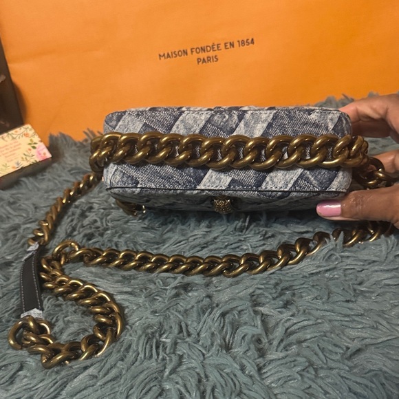 Kurt Geiger Denim Crossbody Bag with Gold Chain - Picture 4 of 5
